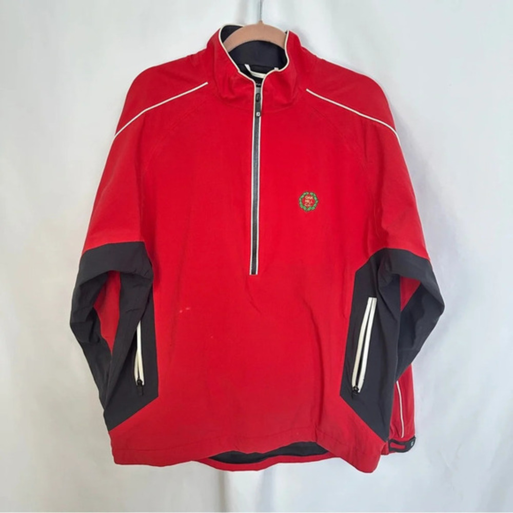 Dryjoys Footjoy Pullover Jacket Windbreakerā Mens Medium Red Golf Quarter Zip